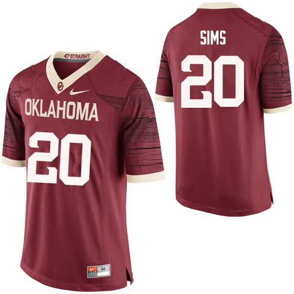 Men Oklahoma Sooners #20 Billy Sims College Football Jerseys Limited-Crimson